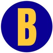 blue circle with the letter "b"