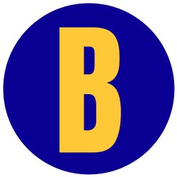 blue circle with the letter "b"